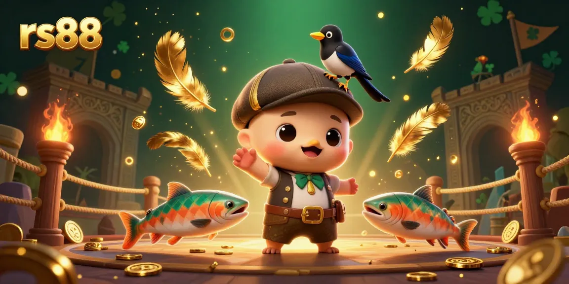 Engage in exciting gaming adventures with rs88 featuring a playful Nessie and friends amidst vibrant casino elements.