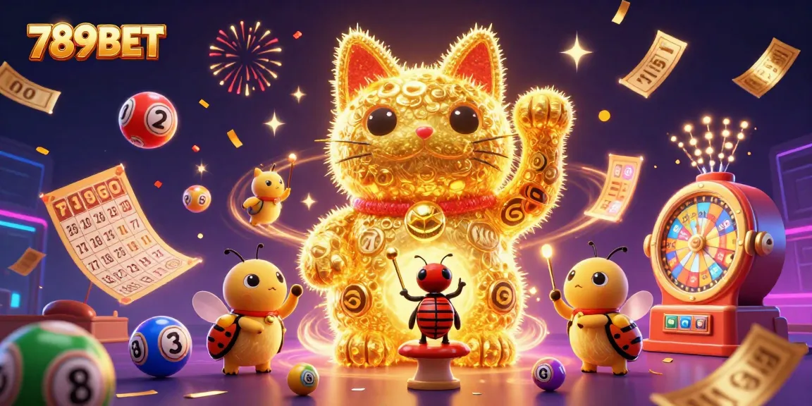Experience the thrill of winning with 789BET's vibrant casino-themed celebration illustration featuring a lucky cat.