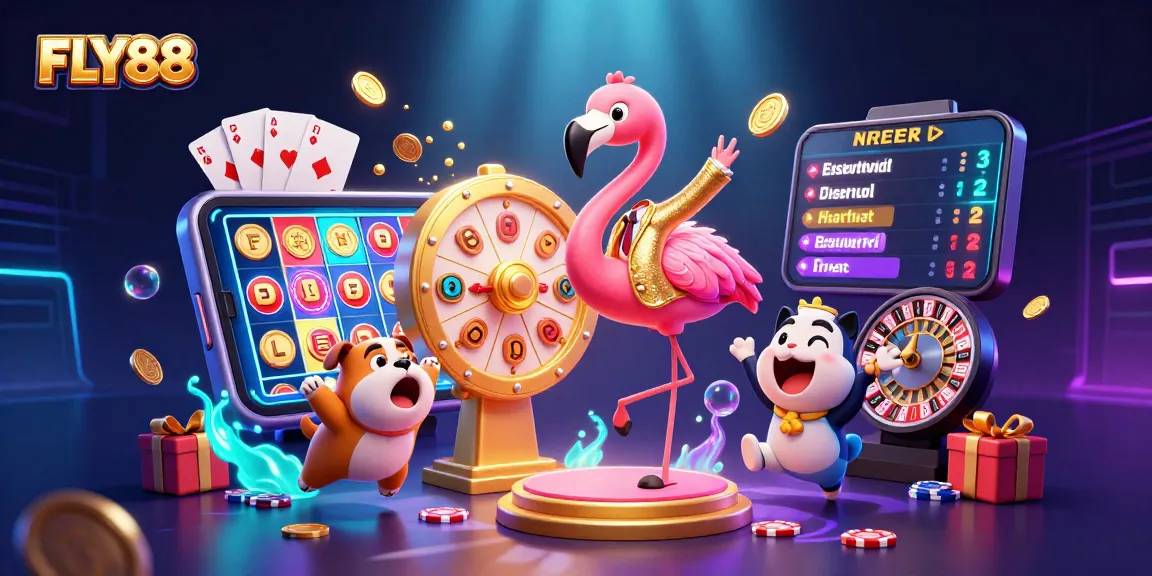 Spin and win at FLY88 with a vibrant game show scene featuring dazzling prizes and engaging gameplay.
