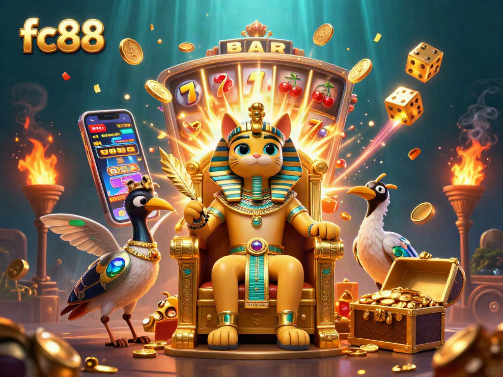 Trải nghiệm jackpot bất ngờ với fc88 khi chơi máy đánh bạc đầy thú vị cùng hình ảnh kỳ bí của mèo pharaon.