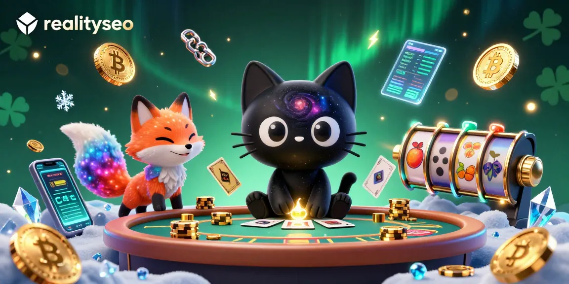 Engaging gameplay experience with realityseo, as a cosmic cat gathers golden chips at a vibrant casino.