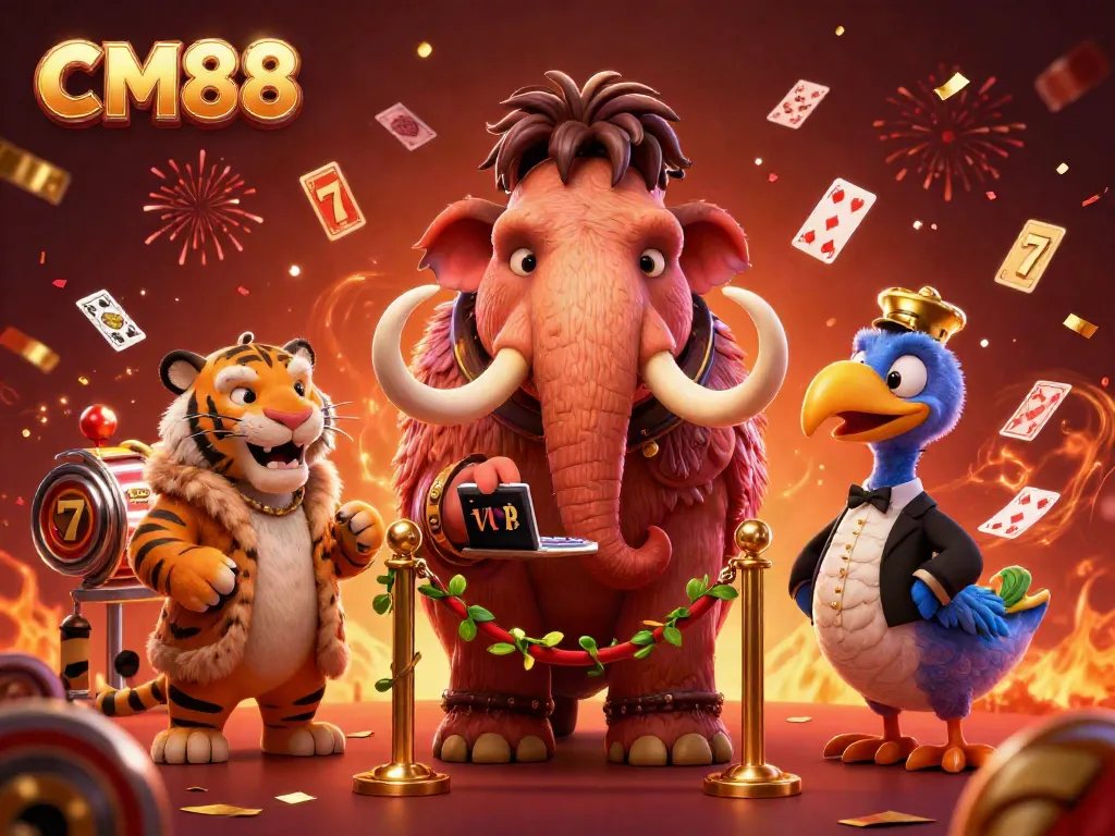 Experience CM88's exhilarating casino atmosphere featuring dynamic characters and lively gaming elements.