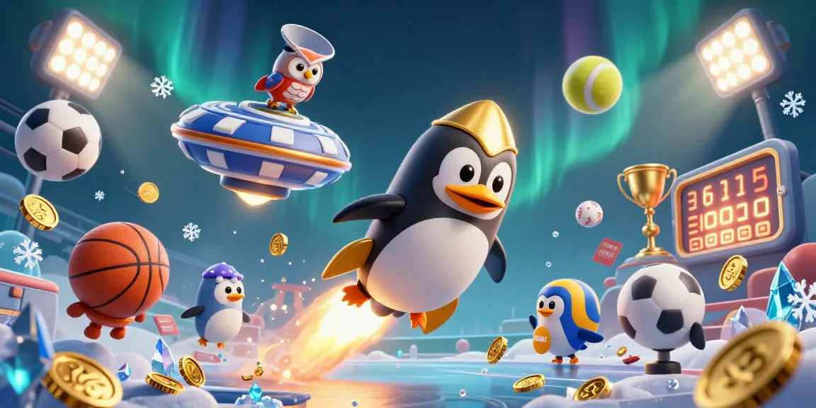 Experience gaming thrills with okfun, a rich 3D illustration featuring a cosmic penguin and exciting casino elements.
