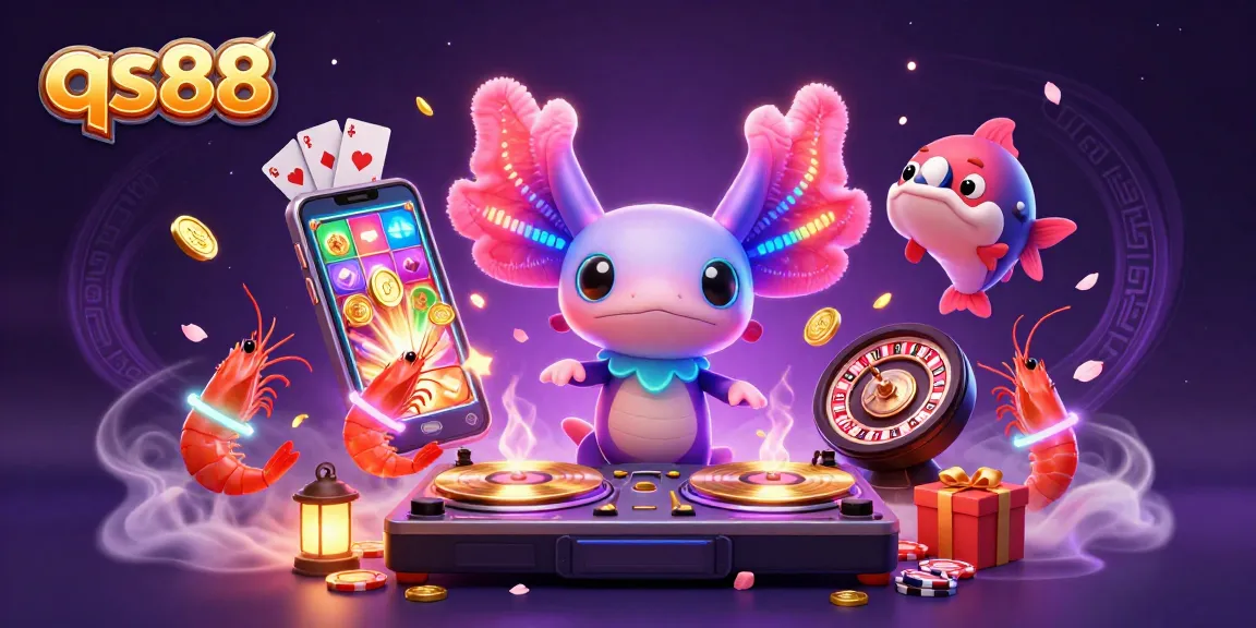 Experience exciting gameplay with qs88's vibrant casino-themed illustration featuring dynamic characters.