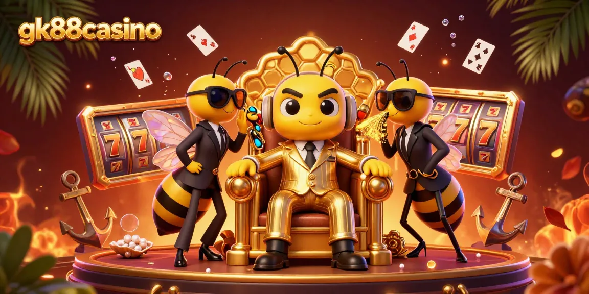 Experience thrilling gameplay at gk88casino with dynamic characters and casino elements in this vibrant illustration.