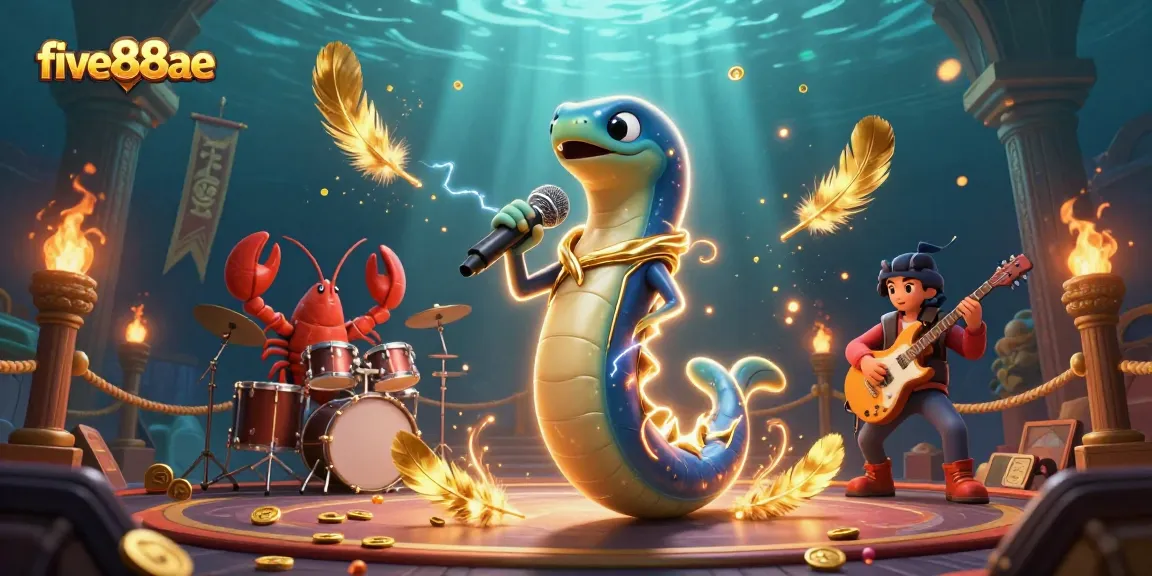 Engage with the vibrant scene at five88ae, where an electric eel DJ entertains in an underwater casino.