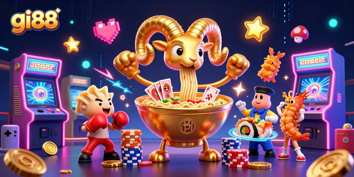 Experience vibrant gaming with gi88's dynamic casino-themed 3D character illustration, showcasing a unique blend of animated elements.