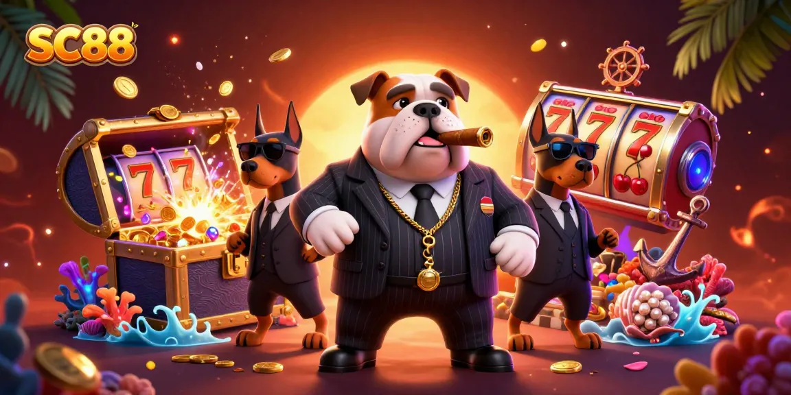 Engage with SC88’s thrilling scene featuring a mafia bulldog and treasure-filled underwater world.
