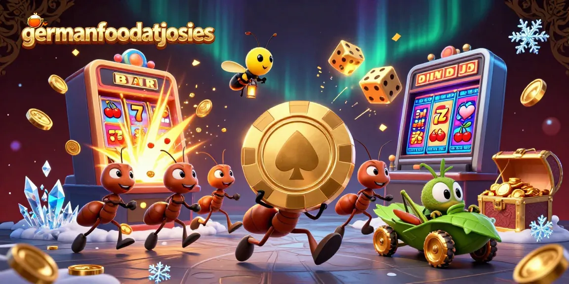 Run a thrilling germanfoodatjosies heist with cartoon ants and slot machine chaos.