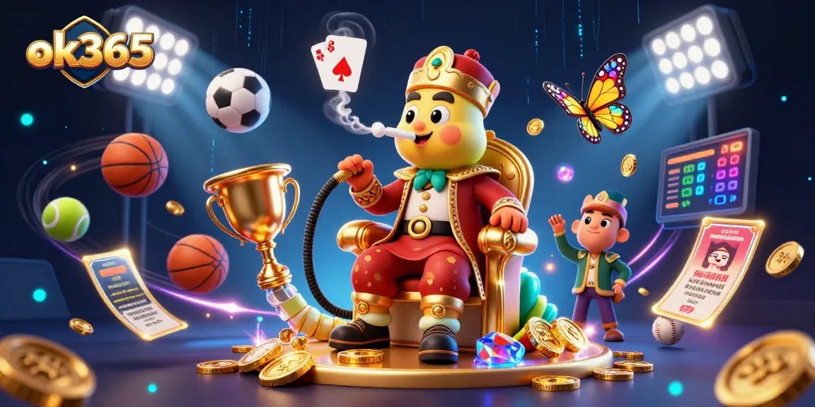 Bet on exciting games like slots and sports with ok365, featuring vibrant casino elements and action.