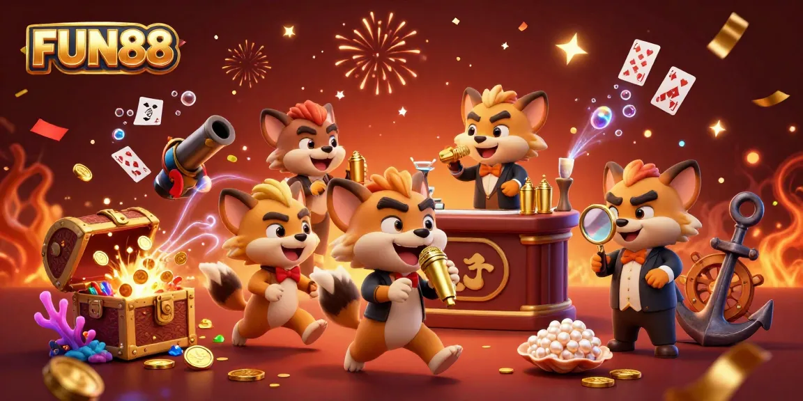 Engage with FUN88 at a lively casino club featuring hyenas in dynamic roles, from comedian to bartender.