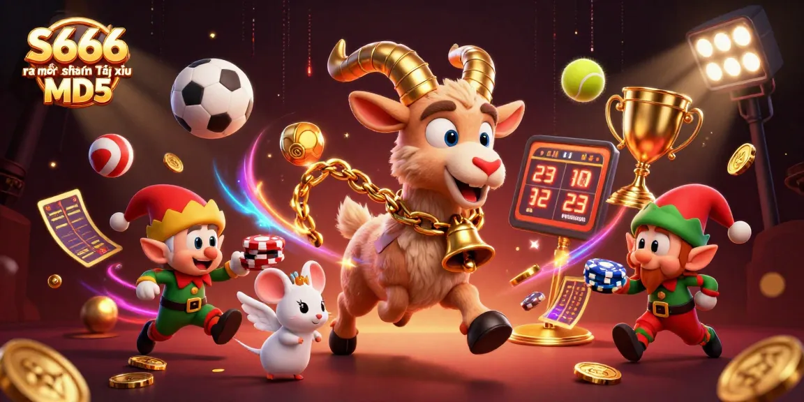 S666 ra mắt sảnh Tài xỉu MD5 showcases a lively casino scene with playful characters and dynamic game elements.