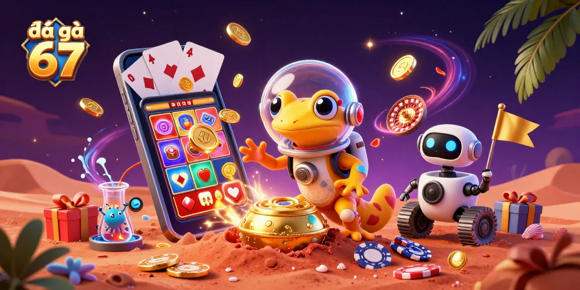 Experience thrilling đá gà 67 action with vibrant casino elements and animated characters.