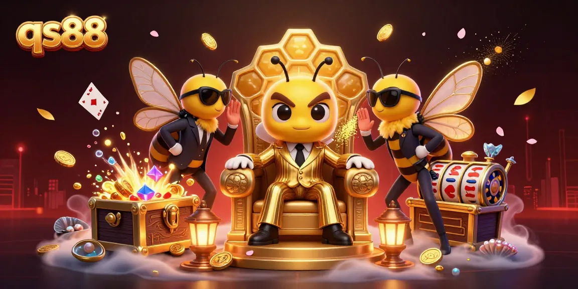 Spin the reels with qs88 in a vibrant casino scene, featuring exciting characters and dynamic elements.