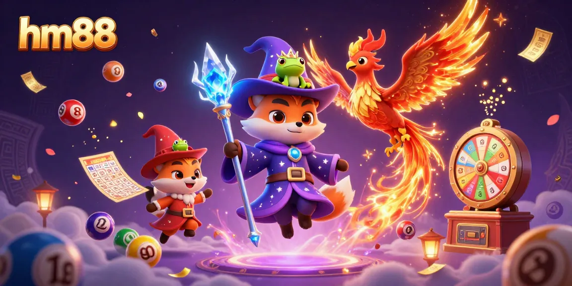 Experience the excitement of hm88 with colorful integrated lottery elements and a magical casino theme.