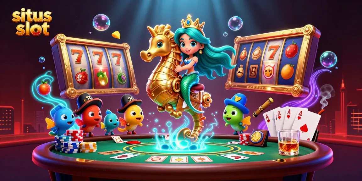 Permainan situs slot dengan simbol keberuntungan mengelilingi putri duyung di latar