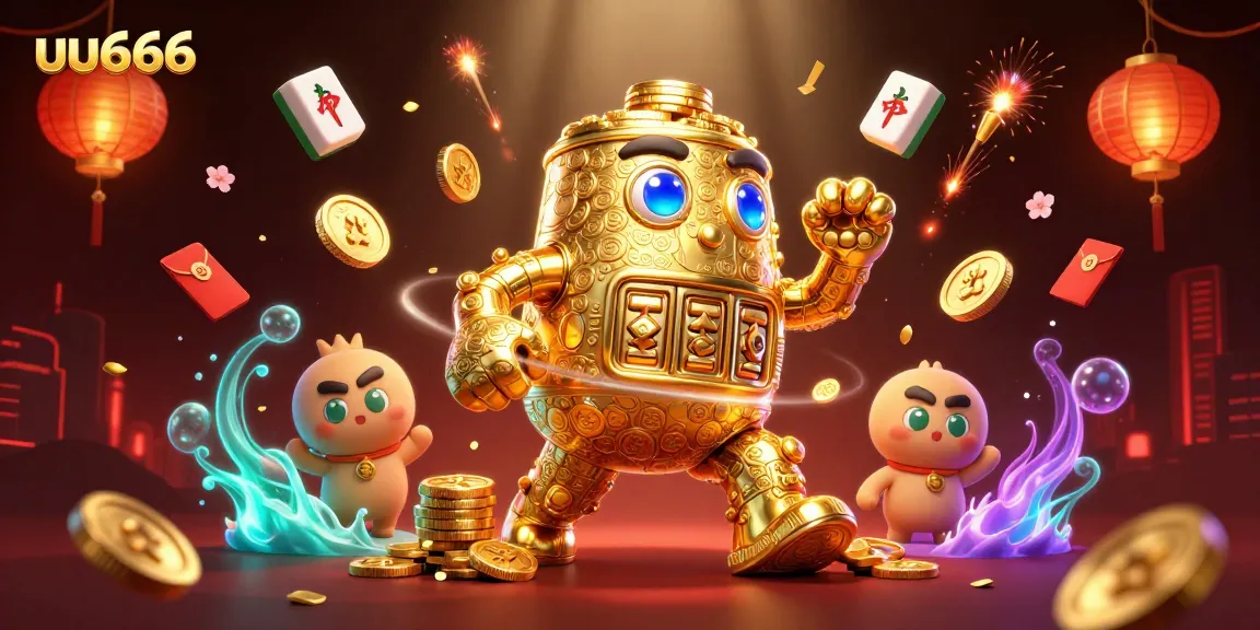 Experience thrilling jackpots at uu666 with golden golem and vibrant casino elements.