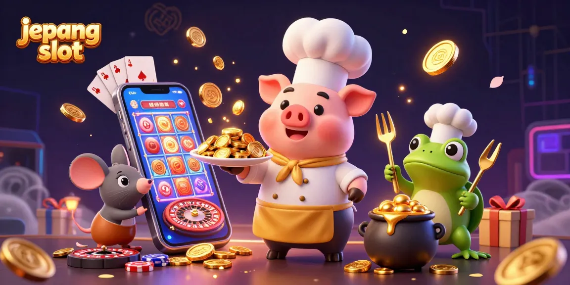 Experience the vibrant jepang slot action with gold coins and colorful slot games in this 3D illustration.