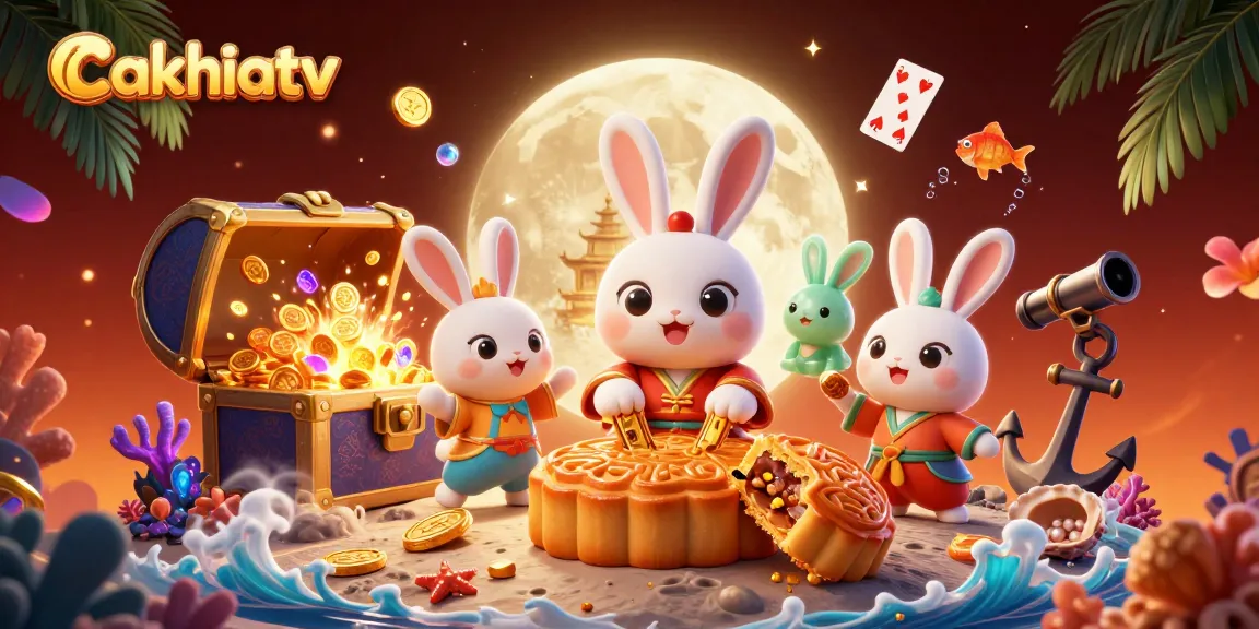Cakhiatv offers an engaging online gambling experience with dynamic elements like poker chips breaking free and colorful gems.