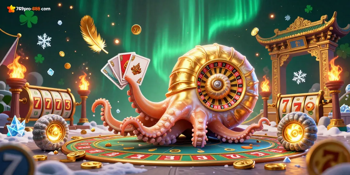 Engage with thrilling gaming adventures at 789pro-888 com featuring a vibrant 3D illustration of an ancient nautilus roulette.