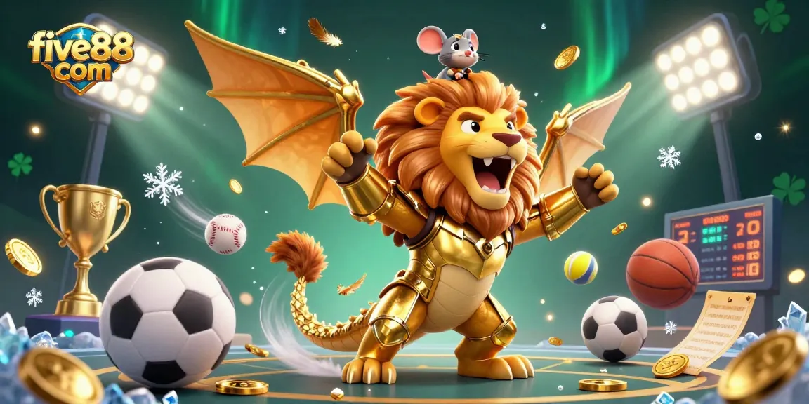 Experience the thrill of betting at five88 com with this vibrant casino illustration full of energy and excitement.