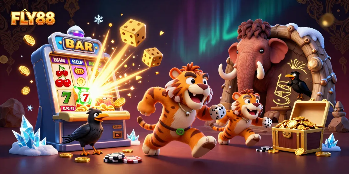 Experience thrilling gaming action at FLY88 with vibrant symbols and dynamic slots bursting with excitement.