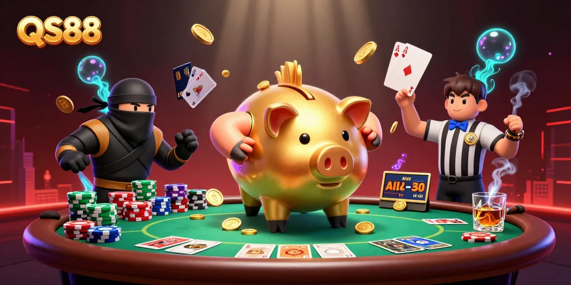 Experience the thrill at QS88 with a dynamic casino scene filled with action and vibrant energy.