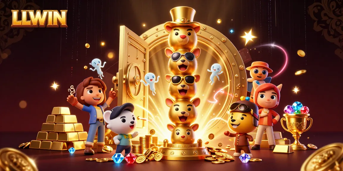 Win big with LLWIN's colorful 3D casino adventure, featuring vibrant treasures and lively characters.