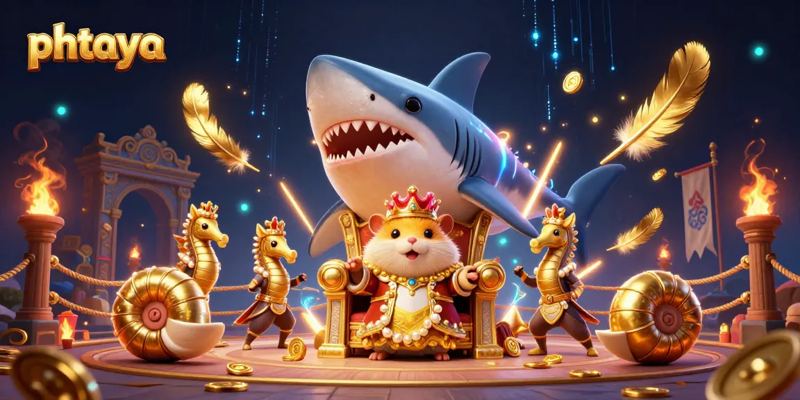 Engage with phtaya's dynamic casino experience featuring a golden hamster king surrounded by gaming excitement.