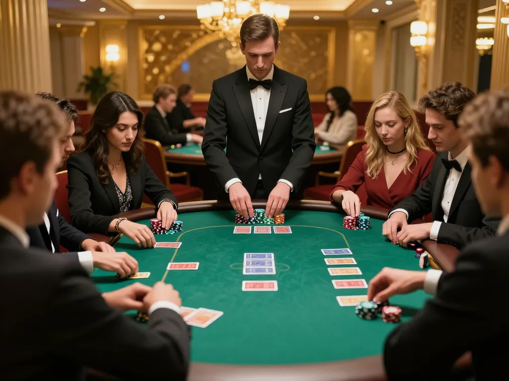 Players experience thrilling poker action at a luxury casino featuring oddy