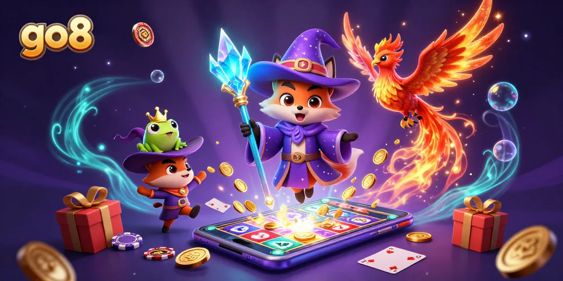 Engage with go8's enchanting gaming world, featuring a wizard fox, phoenix, and immersive slot games.