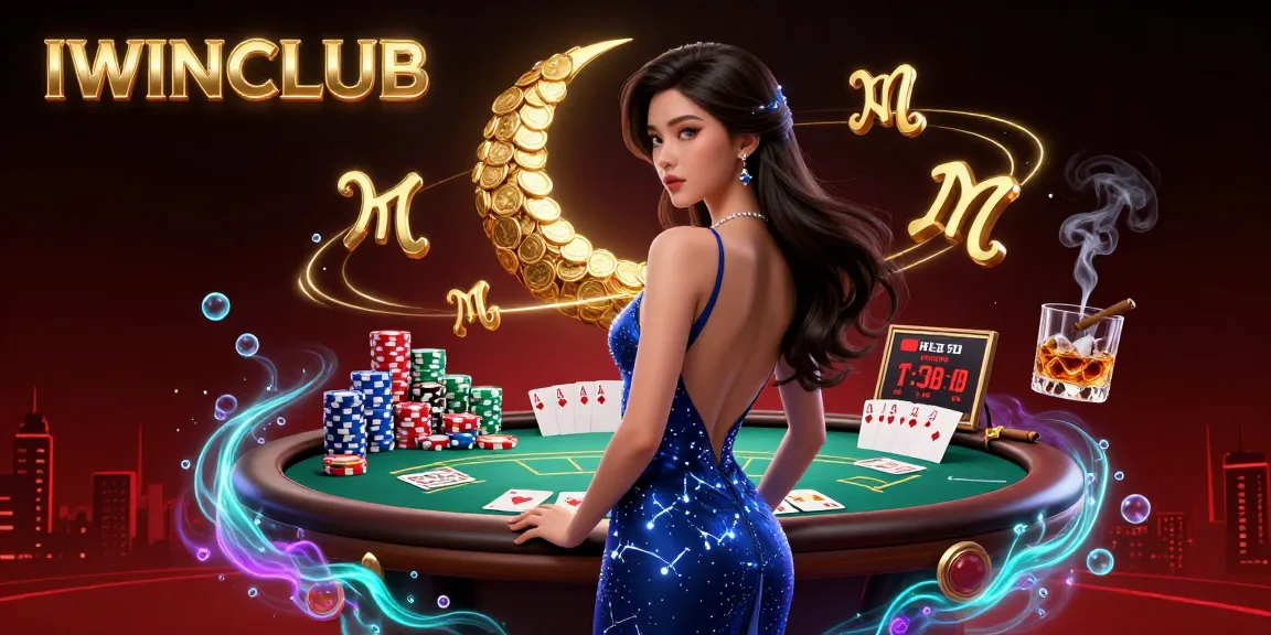 Experience the excitement of poker at IWINCLUB with vibrant game elements and a glamorous ambiance.