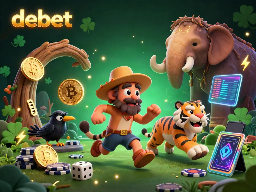 Experience the vibrant casino atmosphere with debet, featuring dynamic caveman and tiger characters showcasing prehistoric gaming elements.