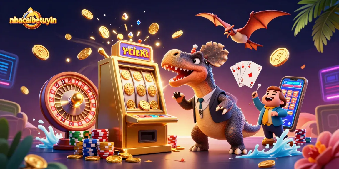 Experience the thrill of nhacaibetuytin as characters interact in a lively casino setting, celebrating jackpots.