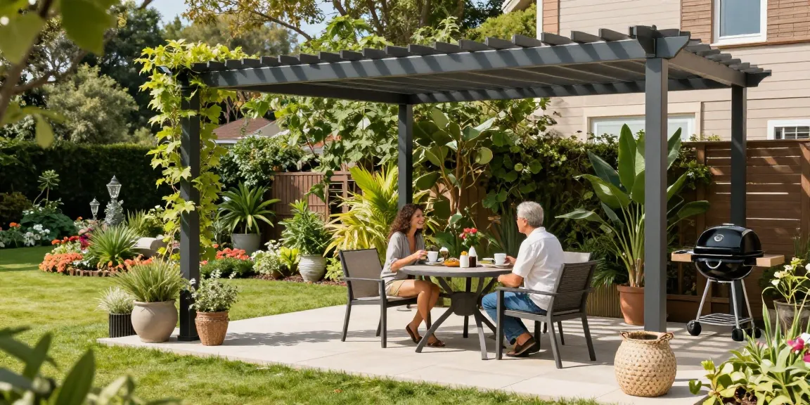 Moderne Terrassenüberdachungen aus Aluminium schaffen eine einladende Atmosphäre für entspannte Nachmittage im Freien.