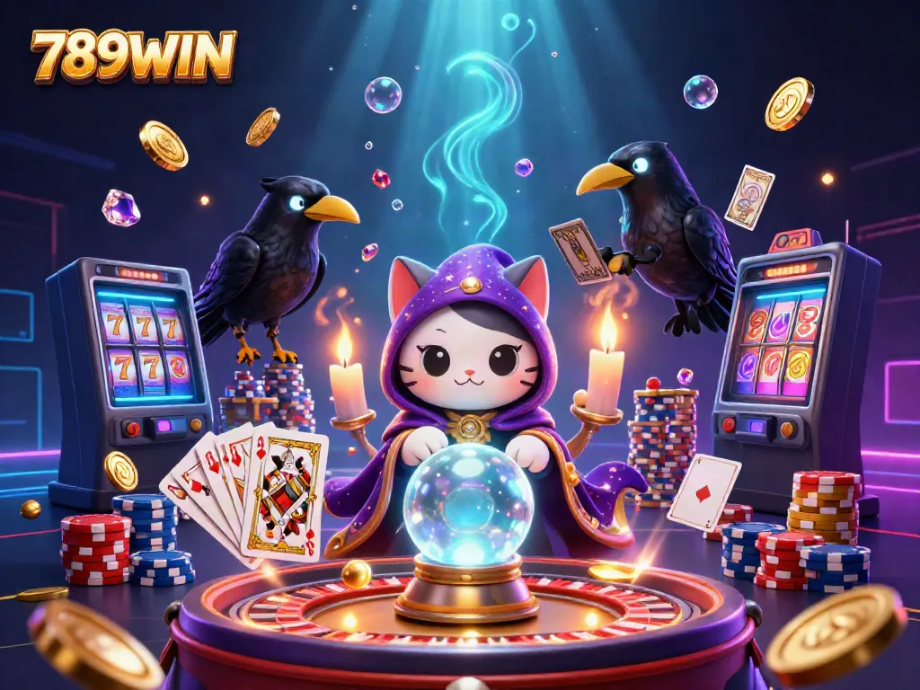 Engage in thrilling wins with 789WIN as coins scatter around a mystic scene.