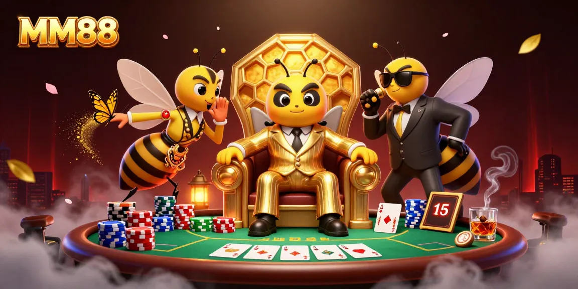MM88 offers dynamic gaming action with poker elements in a vibrant casino scene.