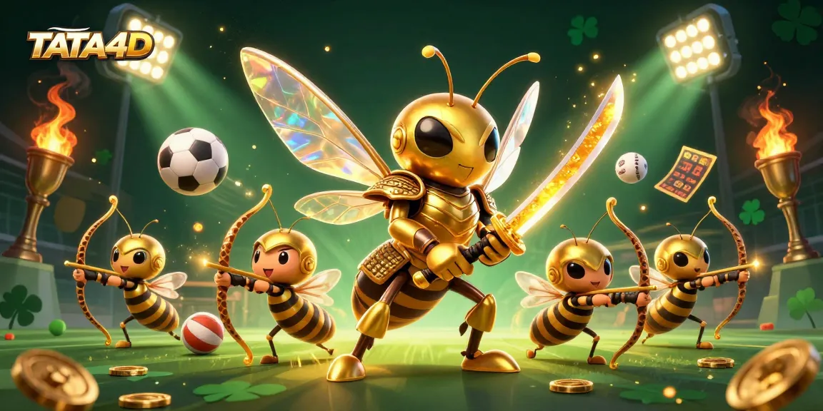 TATA4D brings thrilling action with a golden hornet in samurai armor among sports elements