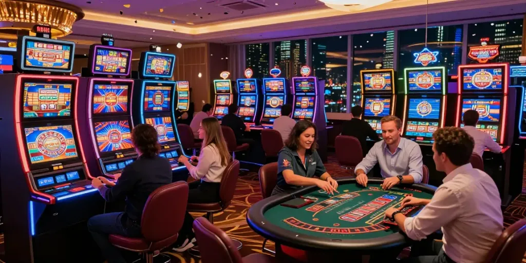 Engaging casino sans Depot scene with players enjoying vibrant gaming experiences.