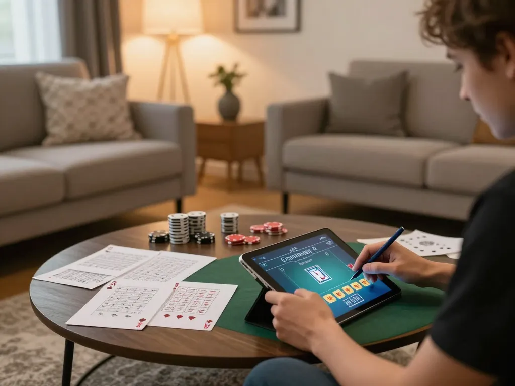 Experience gamebaidoithuong with intense online poker gameplay in a cozy home setting.