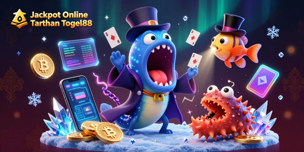 Experience thrilling wins with Jackpot Online Taruhan Togel88 in this vibrant 3D illustration.
