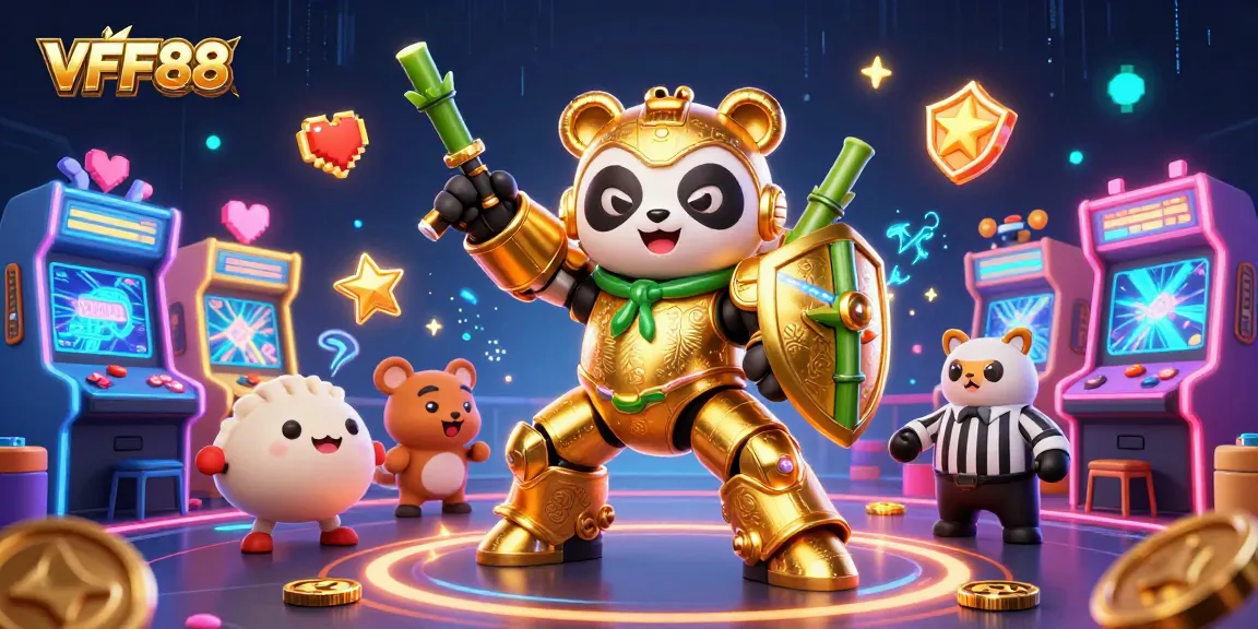 VFF88 showcases an exhilarating 3D mech-suit panda in a dynamic online casino scene.