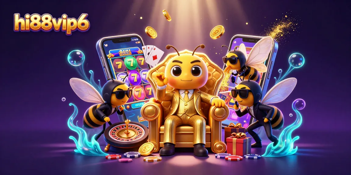 Experience excitement with hi88vip6 at a bustling casino, featuring slot games and lively characters.