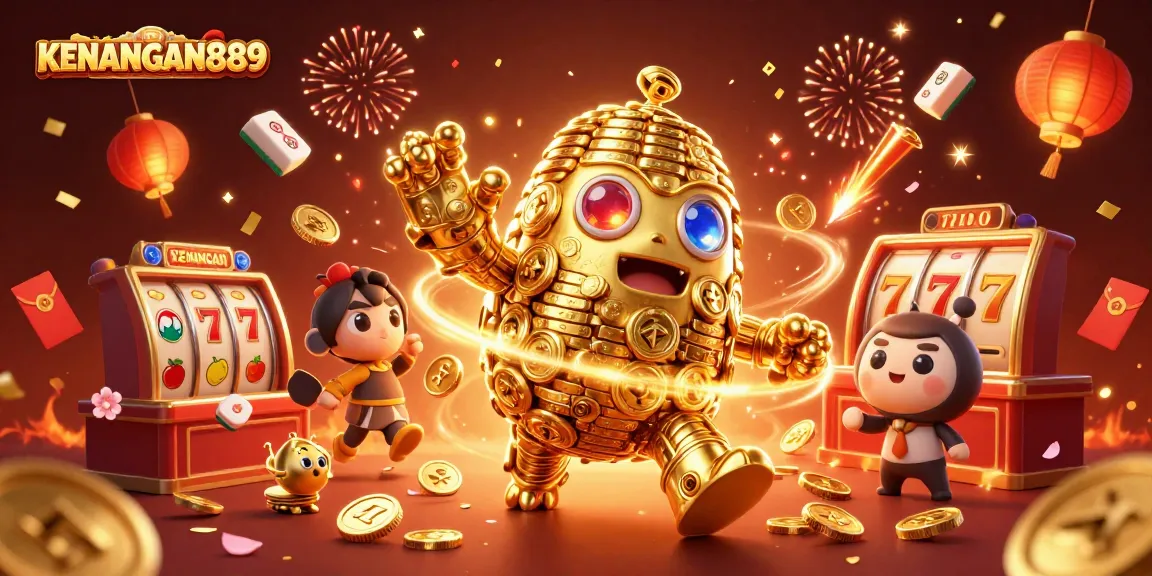 Experience thrilling gameplay at KENANGAN889 with golden golem symbols and dynamic slot elements.