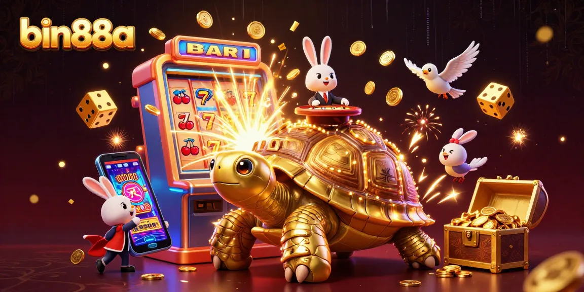 Experience thrilling jackpots and gaming excitement with bin88a's vibrant gambling illustration.