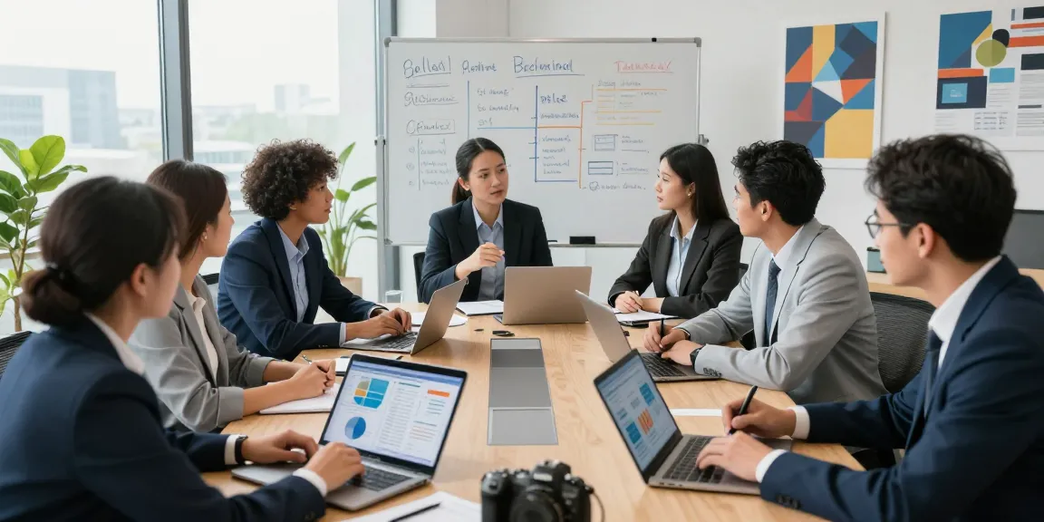 Collaborative office meeting focused on international project finance lending strategies.