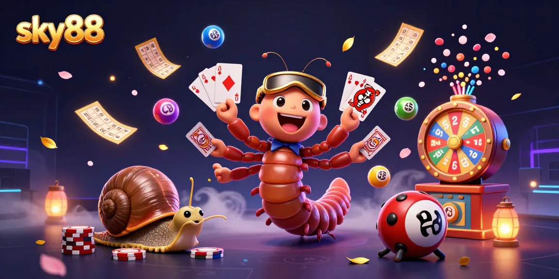 Engage with sky88's vibrant gaming scene featuring a colorful lottery extravaganza.