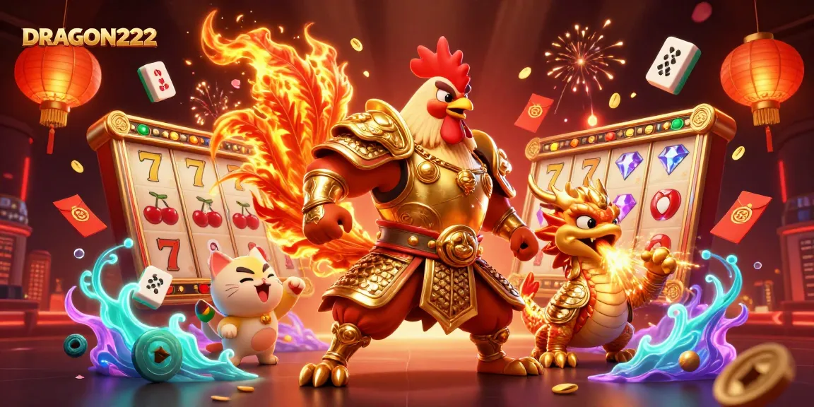 Engage with the thrilling DRAGON222 slots experience featuring dynamic golden sparks and vibrant casino elements.