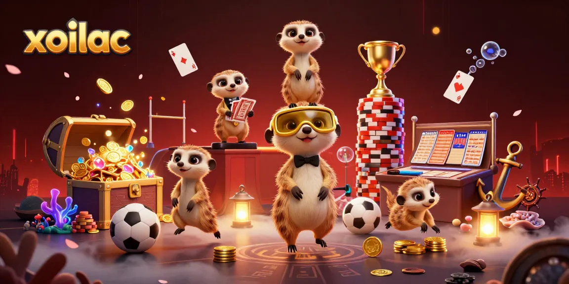 Xoilac showcases meerkats managing a vibrant casino, integrating sports and gambling elements for a captivating experience.