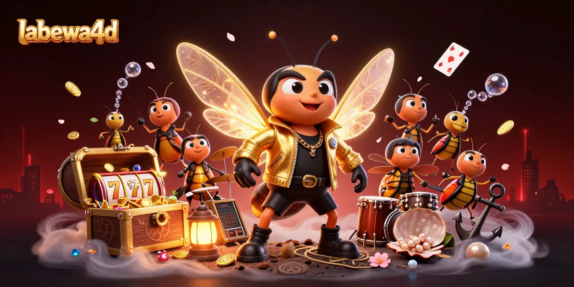 Labewa4D menghadirkan visual slot dengan karakter cicada rock star meriah dan harta karun yang meledak.